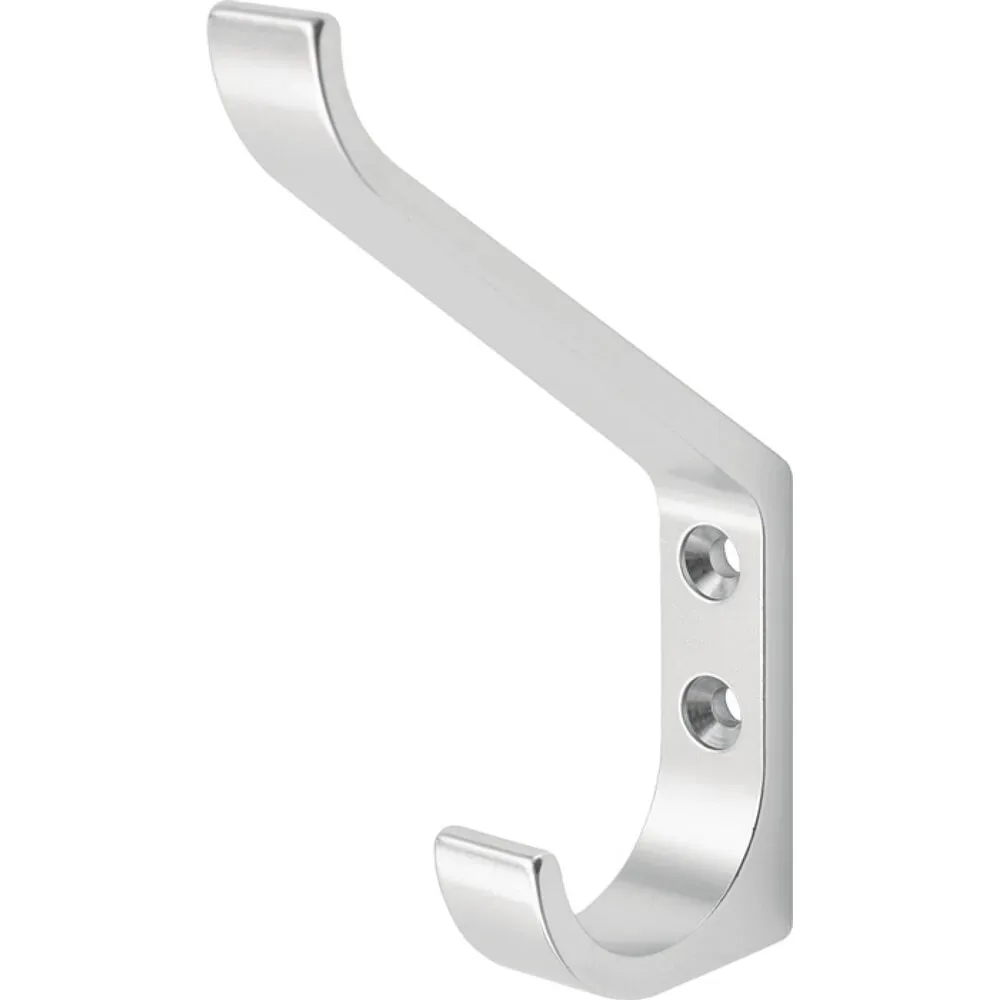 HERMETA Huthaken 0148, Aluminium silberfarbig eloxiert, einfach Ausladung 86,5 mm, Höhe 135 mm