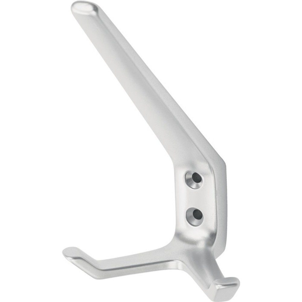 HERMETA Huthaken 0032, Aluminium silberfarbig eloxiert, zweifach Ausladung 89 mm, Höhe 127 mm