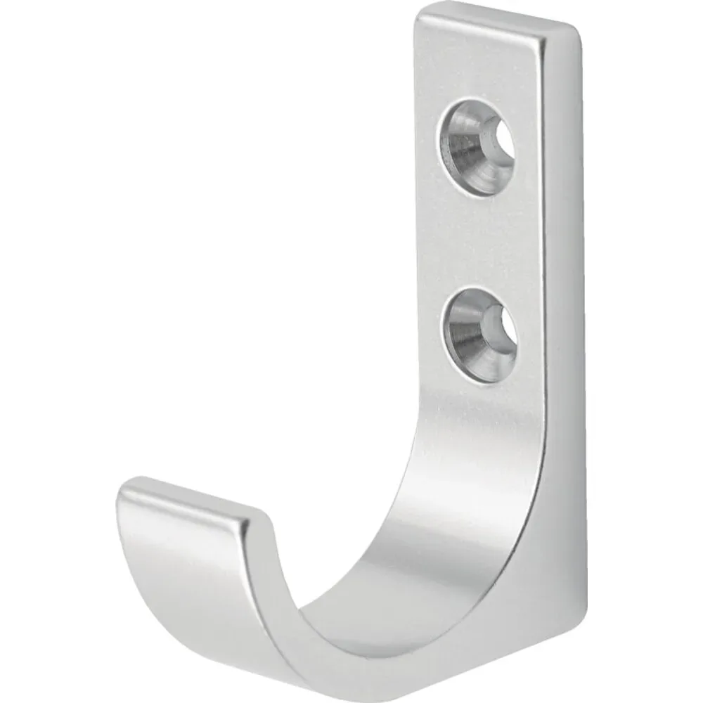 HERMETA Mantelhaken 0149, Aluminium silberfarbig eloxiert, einfach Ausladung 51,5 mm, Höhe 65 mm