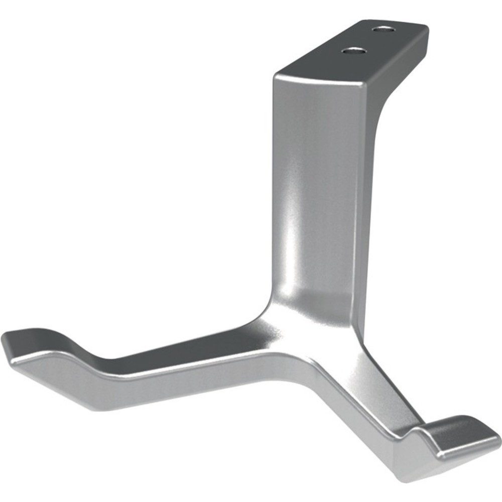 HERMETA Decken-Mantelhaken 0200, Aluminium silberfarbig eloxiert, zweifach Ausladung 87 mm, Höhe 49 mm