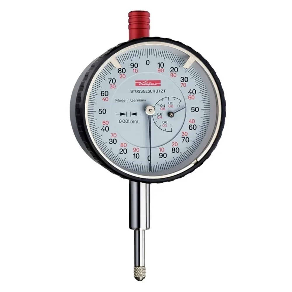KÄFER Messuhr FM1000/5 S, mit Stossschutz, 5 mm Ablesung 0,001 mm