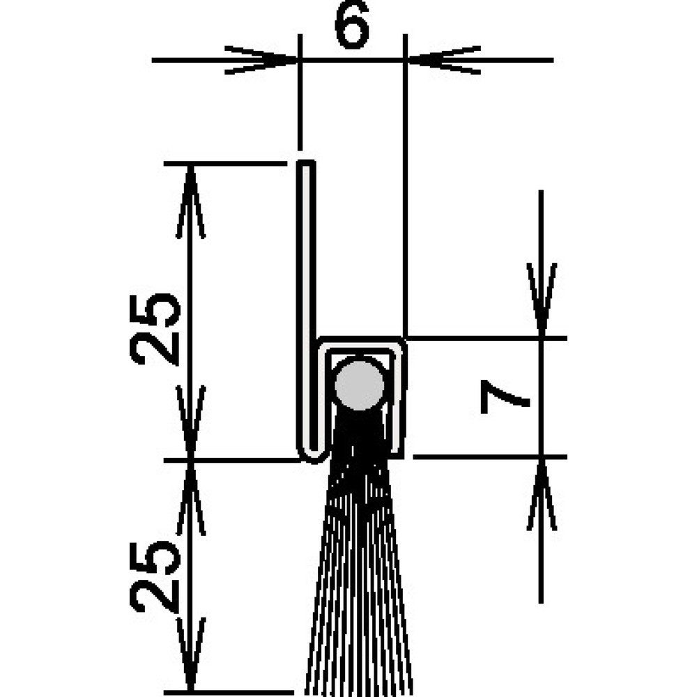 ATHMER Bürstentürdichtung, Länge 2000 mm, Rosshaar mixed Aufschrauben