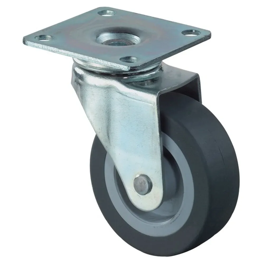 BS ROLLEN Lenkrolle, mit Anschraubplatte, Rad-Ø 50 mm Tragfähigkeit 40 kg, Gummi grau