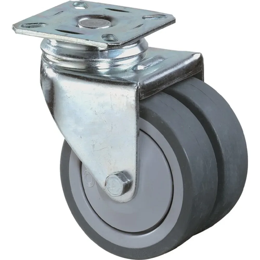 BS ROLLEN Doppel-Lenkrolle, ohne Feststeller Gummi, 50 mm 60 kg, grau 60 x 60 mm