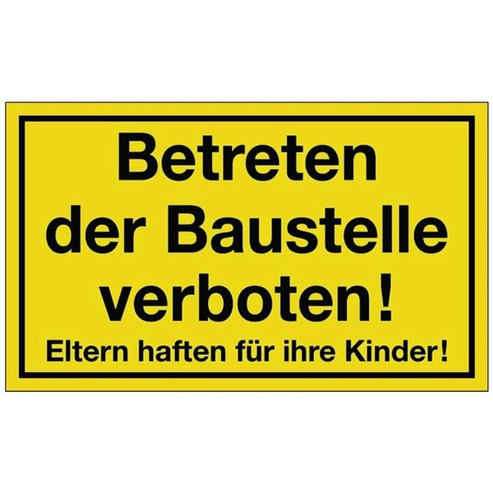 Hinweiszeichen, L400xB250 mm gelb schwarz, Betreten der Baustelle verboten, Kunststoff