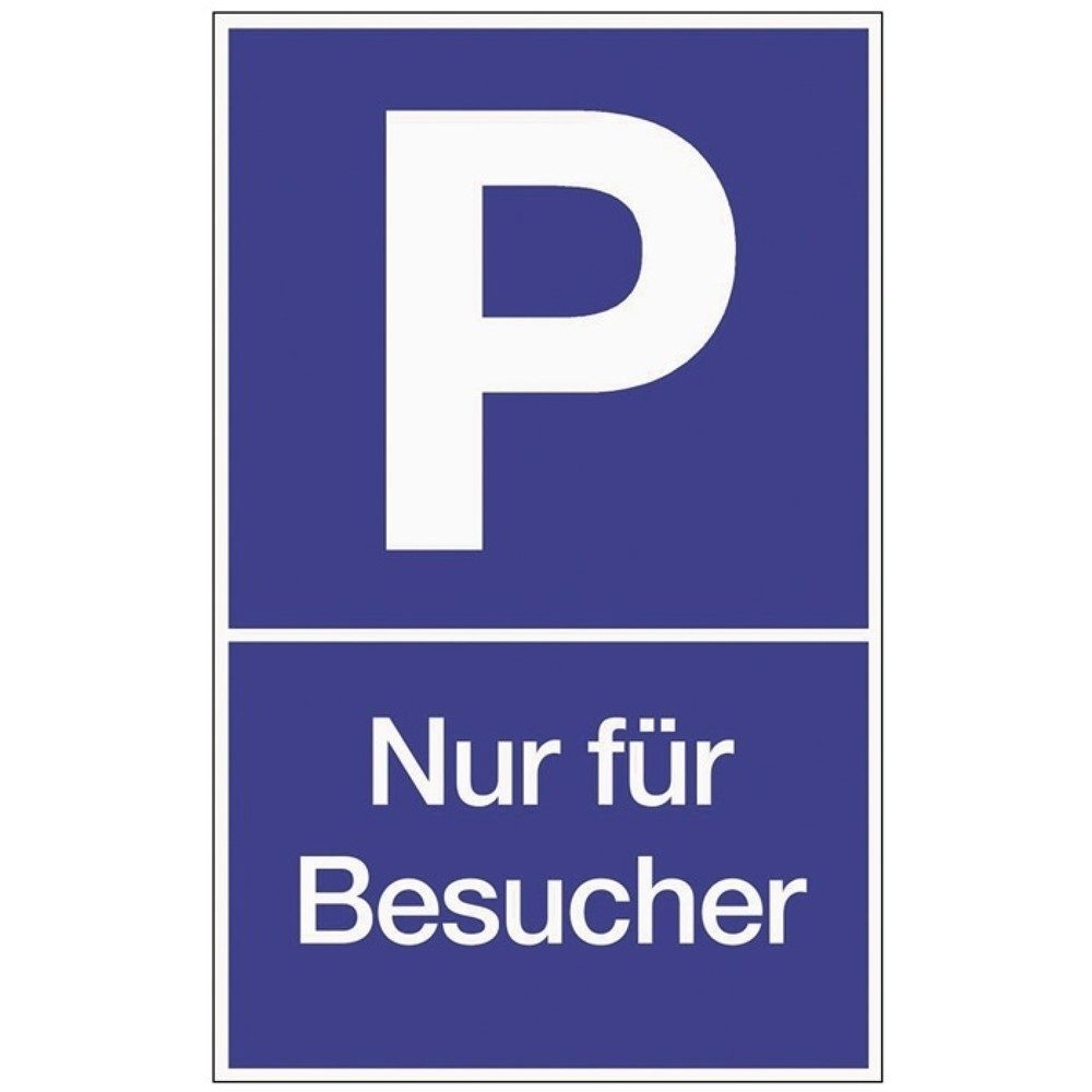 Parkplatzbeschilderung, L250xB400 mm, Parken für Besucher, Kunststoff blau/weiss