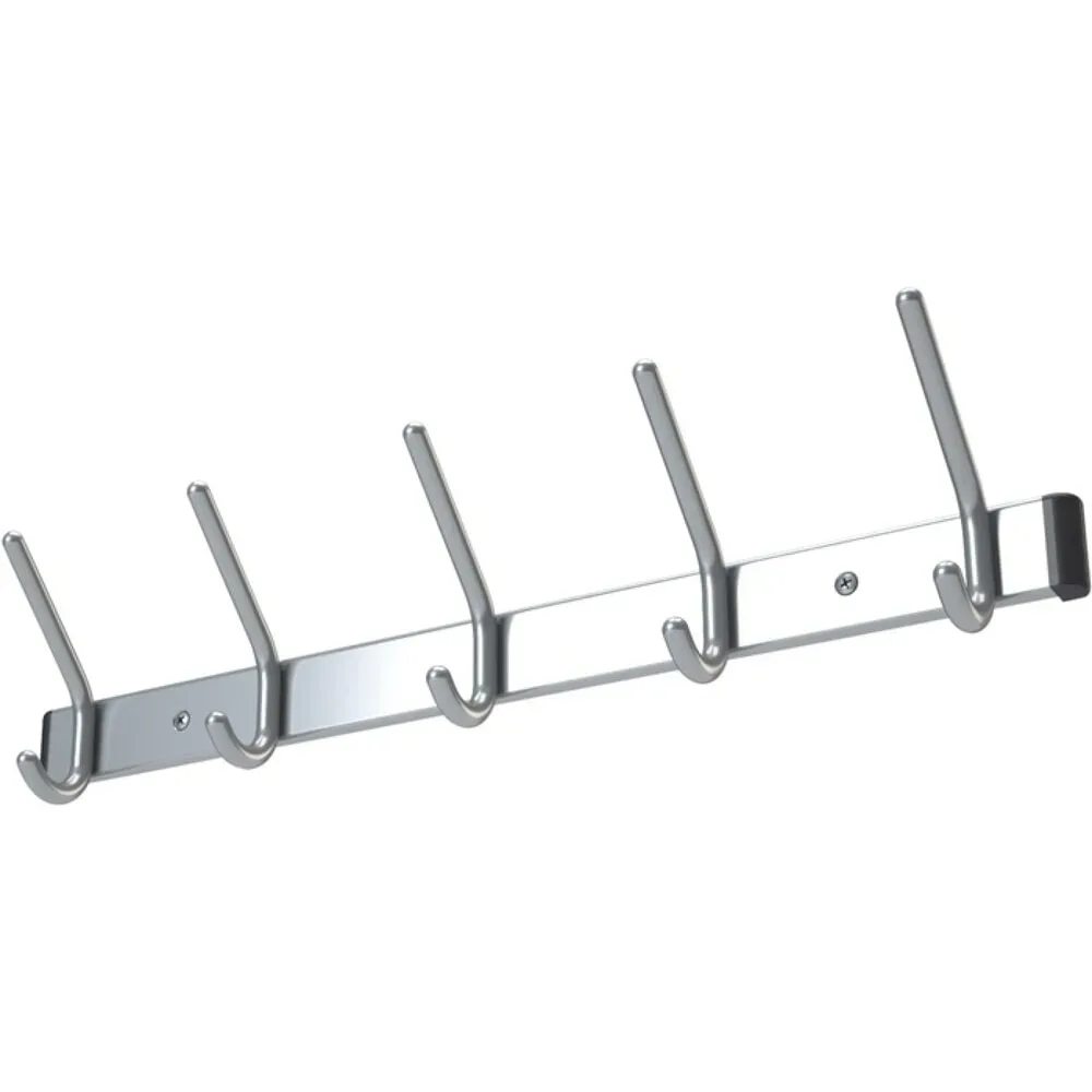 Wandgarderobe, 9 Hut-/9 Mantelhaken Länge 1300 mm, Aluminium F1 naturfarbig, Hakenabstand 150 mm