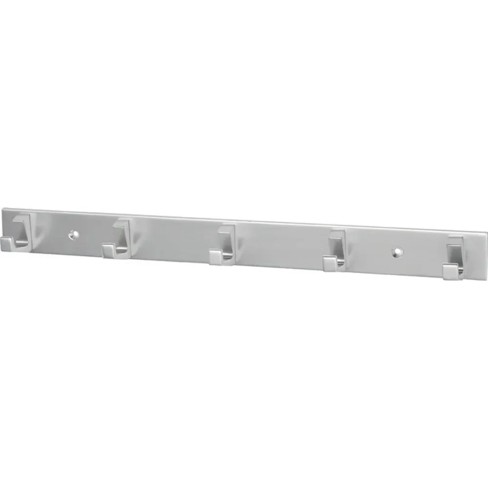 HERMETA Handtuchhakenleiste, Aluminium silberfarbig eloxiert, 5 Haken Höhe 35 mm Länge 360 mm, Ausladung 33,5 mm