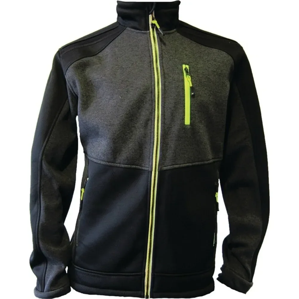 TERRAX Strickfleecejacke, dunkelgrün/schwarz/lime, Grösse XXXL