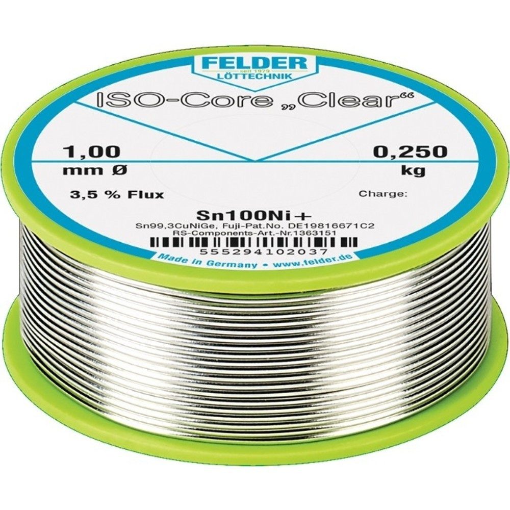 FELDER Lötdraht ISO-Core® Clear, 250 g, 1,5 mm, Sn100Ni+