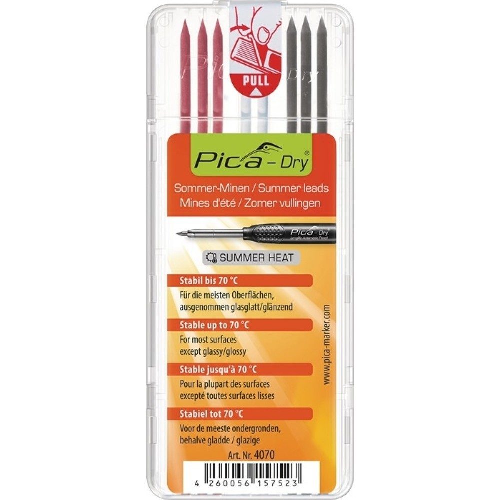 PICA Minenset Pica-Dry, bis 70 ° stabil, 3x graphit, 3x rot, 2x weiss, 8 Minen / Set