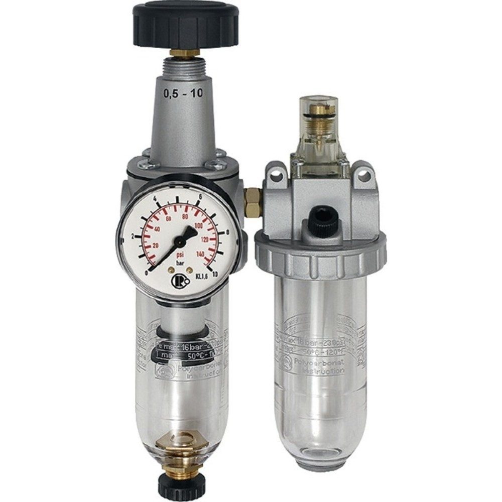 RIEGLER Wartungseinheit Standard, BG III 2-tlg., Gewinde G 1/2 ? halbautomatisch, 2100 l/min Breite 175 mm