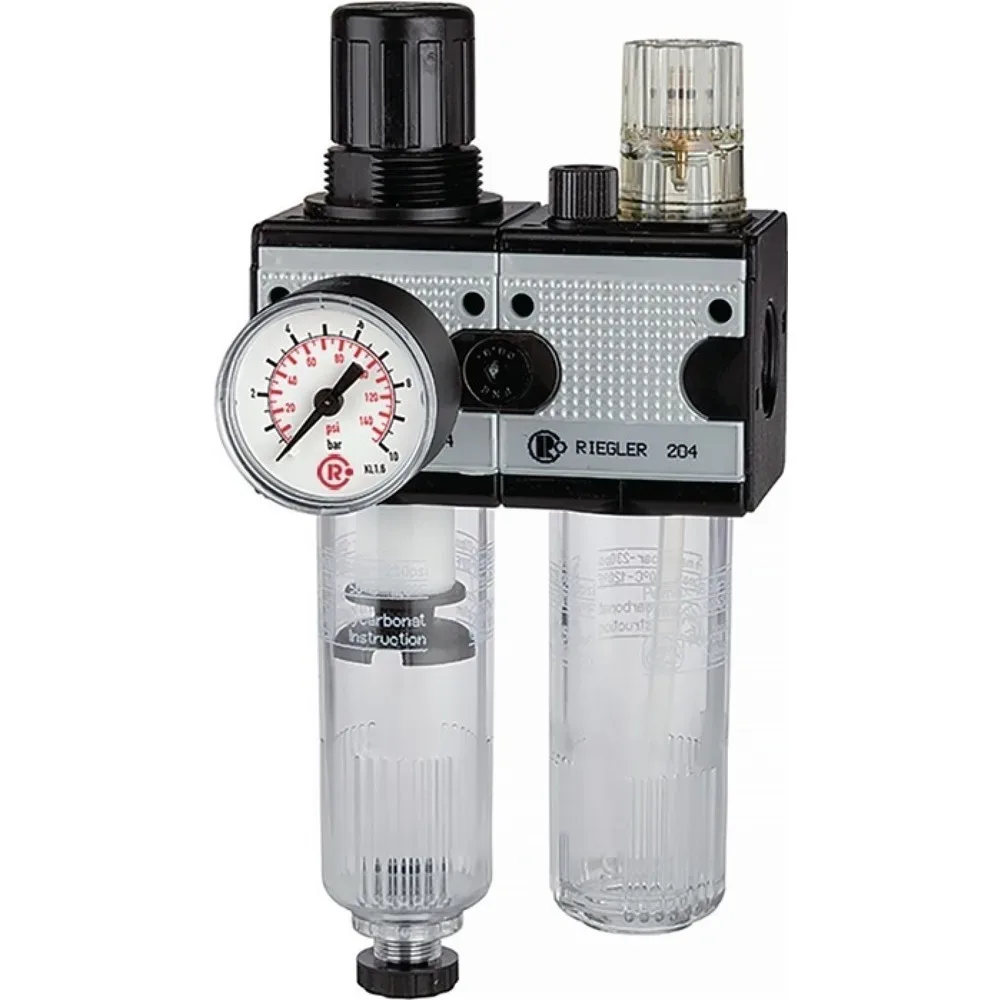 RIEGLER Wartungseinheit MULTIFIX, BG I 2-tlg., Gewinde G 3/8 ? halbautomatisch, 1100 l/min Breite 92,8 mm