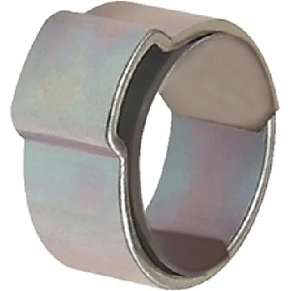 RIEGLER Schlauchklemme 1-Ohr, mit Einlagering, Stahl glanzverzinkt (W1), 50St./Beutel, Spannbereich 15-17,3 mm