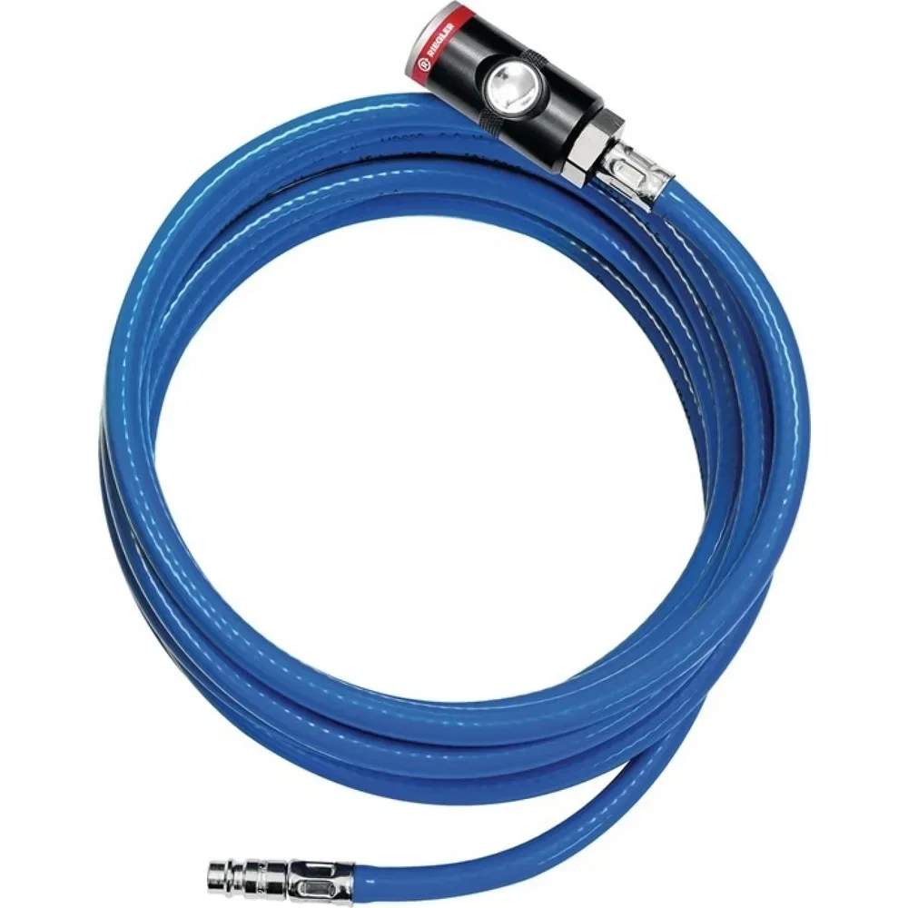 RIEGLER Soft-PVC-Druckluftschlauchset, Länge 5 m, Innen-Ø 6,3 mm Aussen-Ø 11 mm, Schnellverschlusskupplung DN 7,2