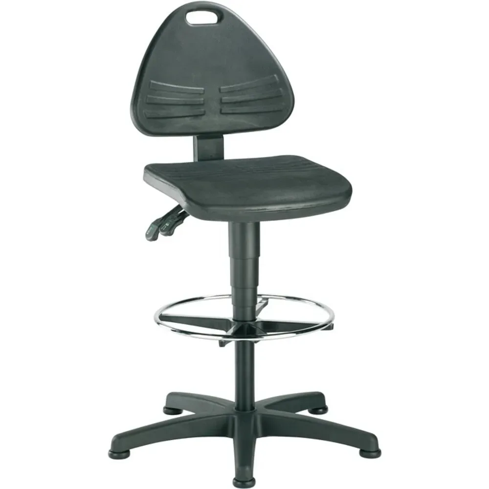 Arbeitsdrehstuhl, gepolstert mit PU-Schaum, mit Bodengleitern und Fußring, Gasfeder-Höhenverstellung 580 - 850 mm bimos