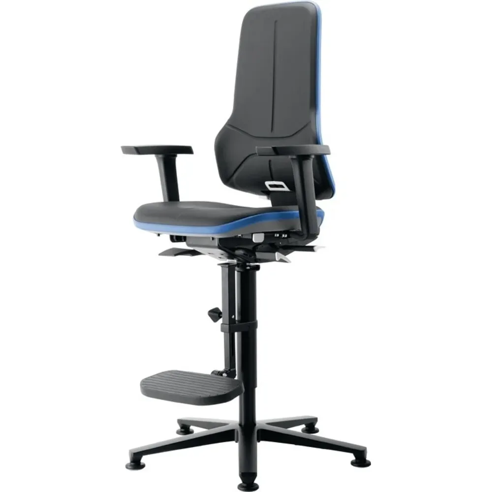 Arbeitsstuhl bimos NEON, Synchronmechanik, Grundmodell ohne Polsterelement, Gleiter + Aufstieg, Flexband grau