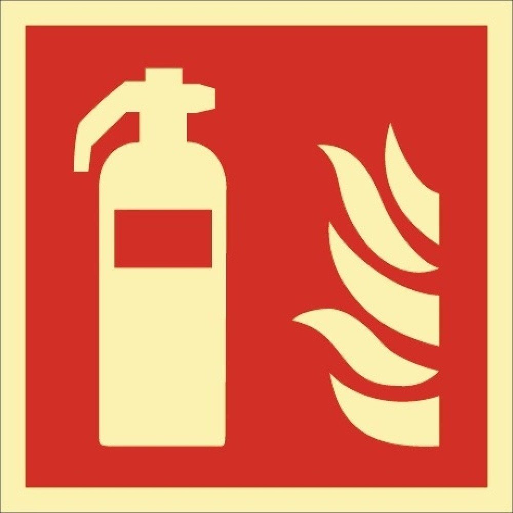 Brandschutzzeichen DIN EN ISO 7010, Feuerlöscher, L200xB200 mm, Kunststoff