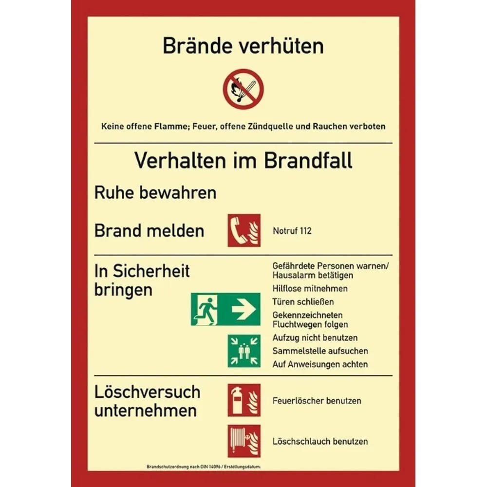 Brandschutzzeichen DIN EN ISO 7010, Brandschutzordnung, L210xB297 mm, Folie