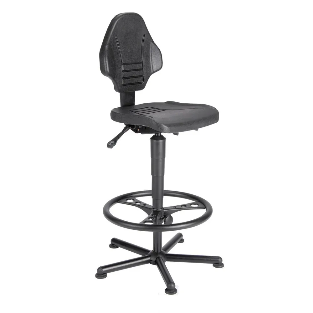 meychair Arbeitsdrehstuhl High-Level, Sitzhöhe 630-880 mm, Stahlbasis, Bodengleiter, Fussring