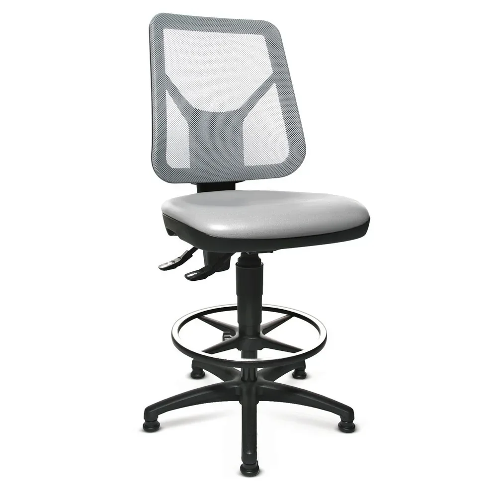 Topstar® Arbeitsdrehstuhl Tec 80 PK, Sitzhöhe 590-840 mm, Netzrückenlehne, Bodengleiter, Fussring, schwarz