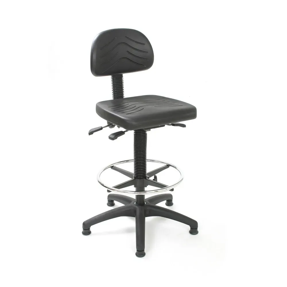 HEMMDAL Arbeitsdrehstuhl Easy Polyurethan, Sitzhöhe 510-710 mm, Kunststoffbasis, Bodengleiter, Fussring