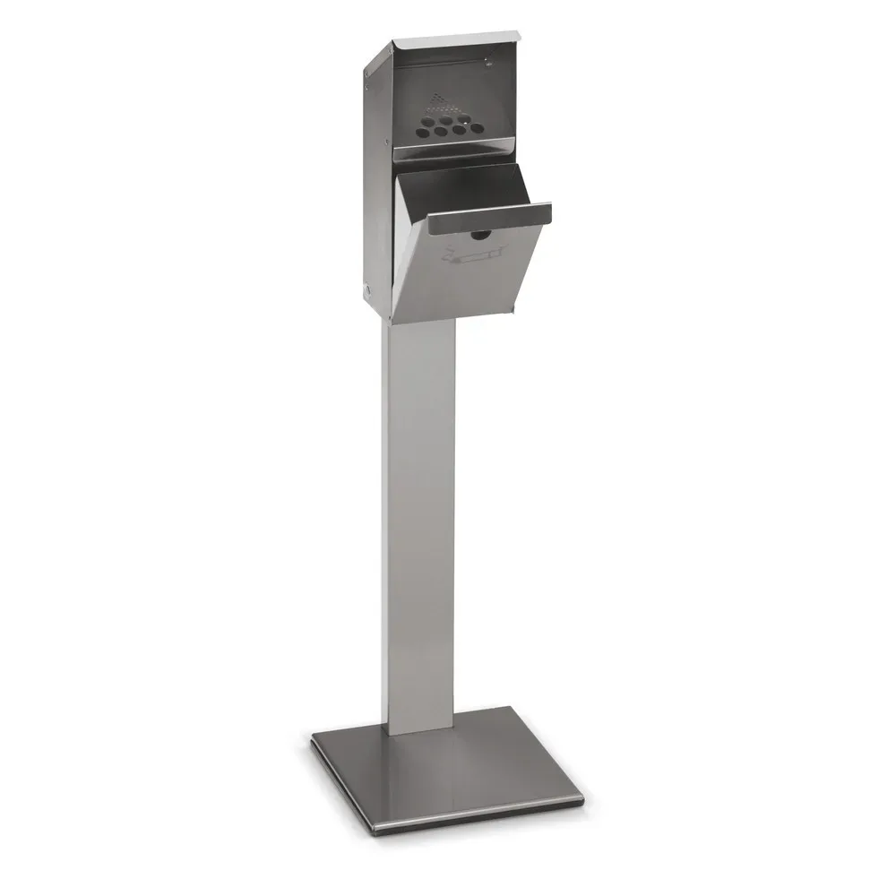 Standascher aus Edelstahl, Inhalt 3,7 l, abschließbar, HxBxT 1090 x 310 x 310 mm VAR
