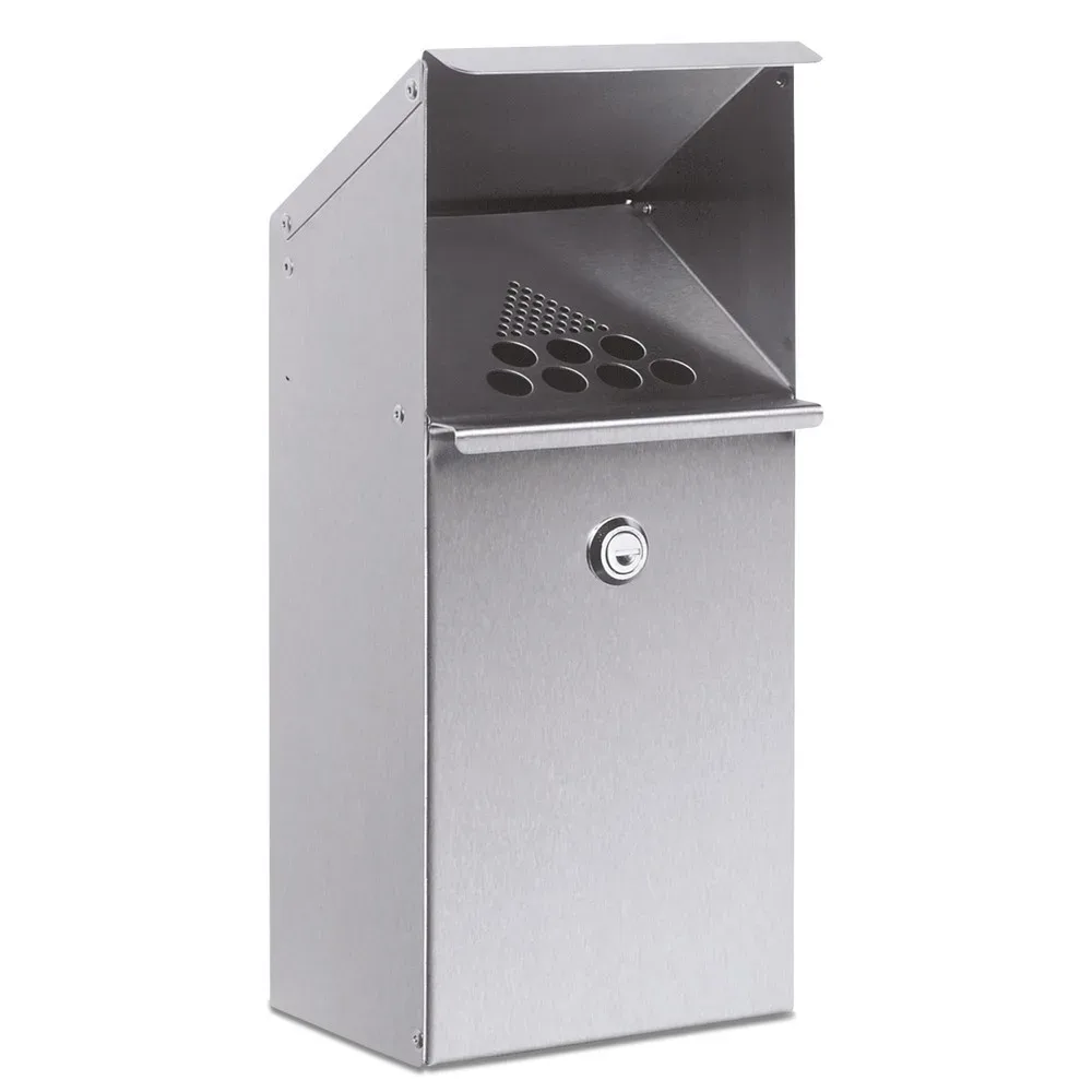 Wandascher aus Edelstahl, Inhalt 3,7 l, abschließbar, HxBxT 410 x 180 x 150 mm VAR