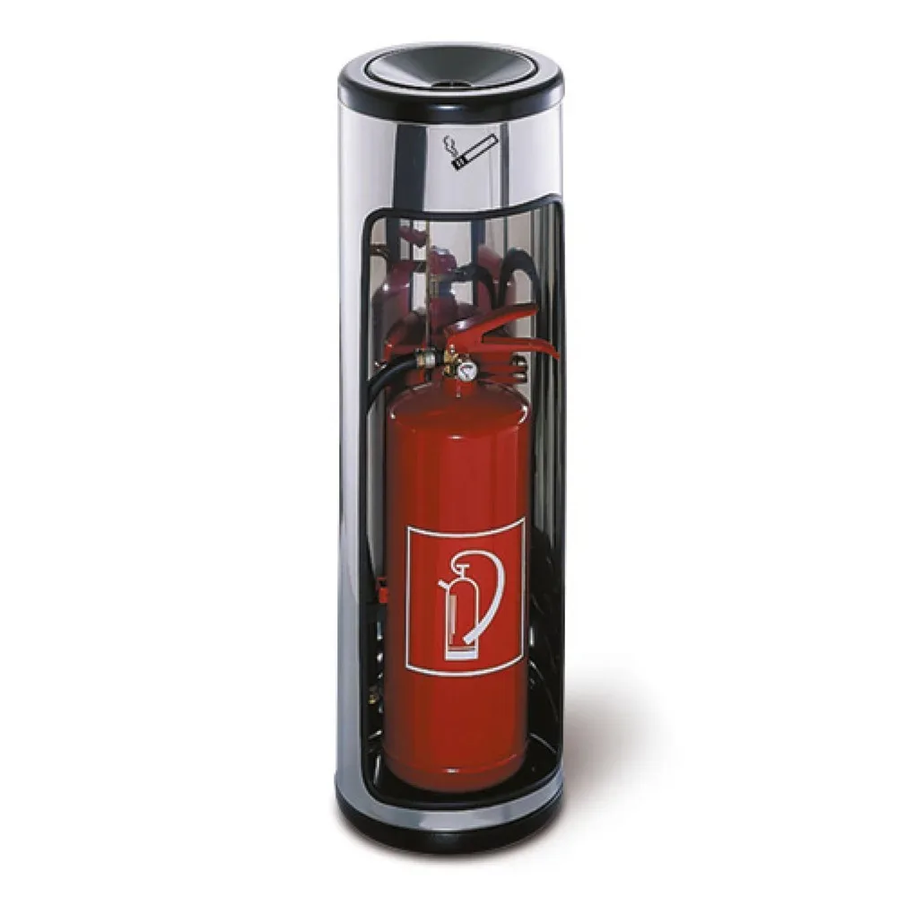 kaiserkraft Ascher mit Feuerlöscherunterstand, aus Edelstahl, Ø 305 mm