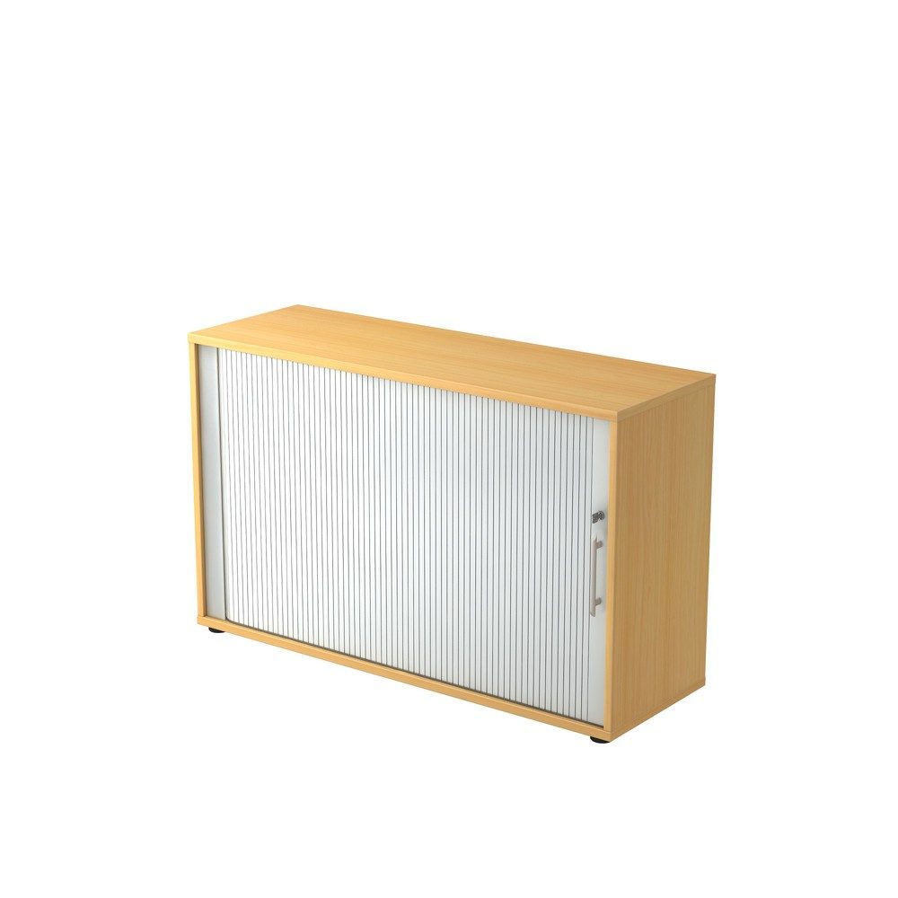 Hammerbacher Rollladenschrank Matrix Buche, Silber 1.200 x 400 x 748 mm
