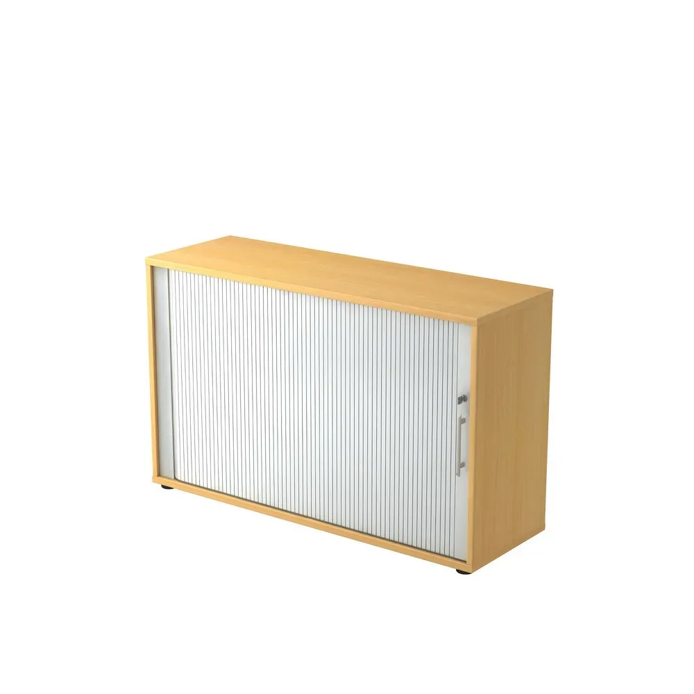 Hammerbacher Rollladenschrank Matrix Buche, Silber 1.200 x 400 x 748 mm