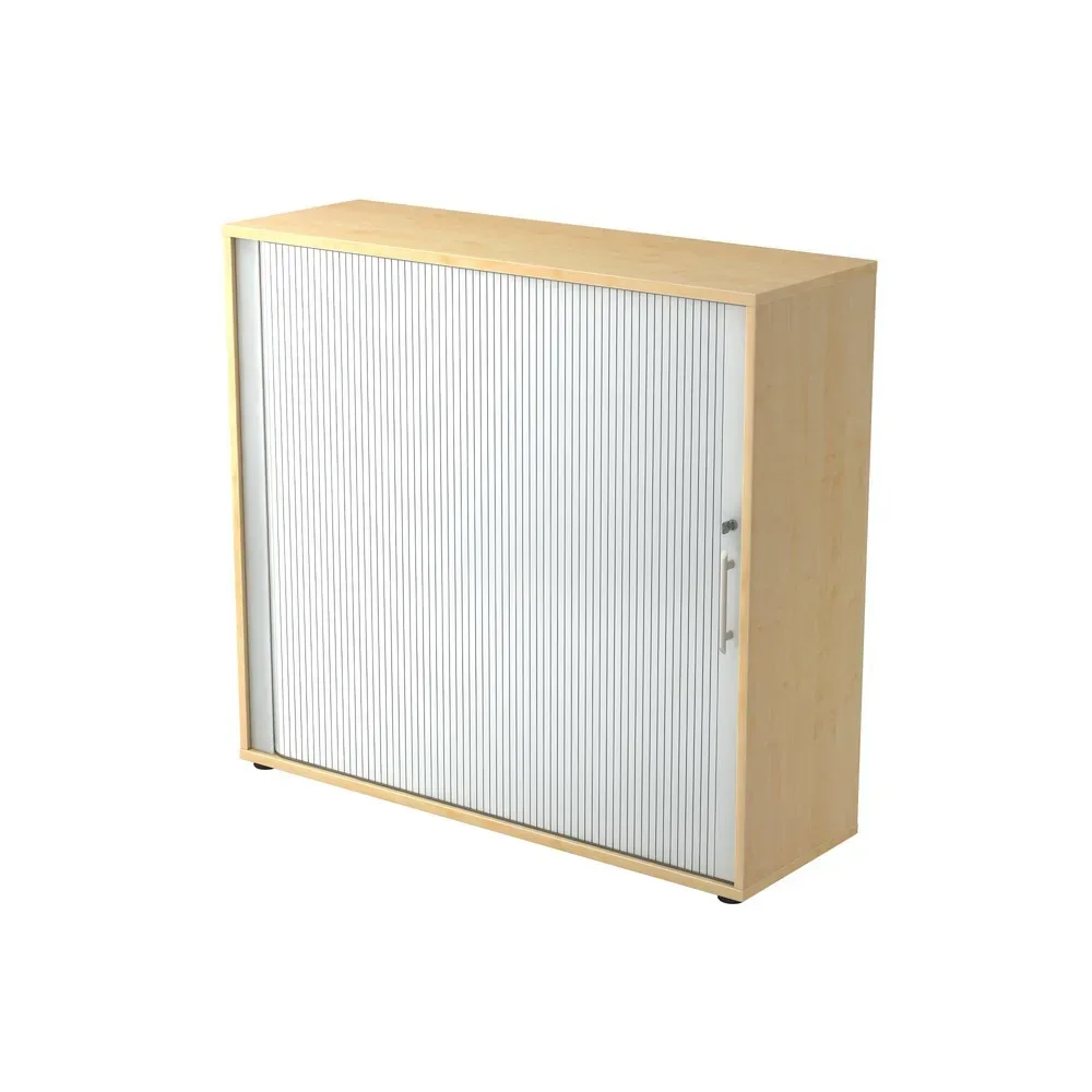 Hammerbacher Rollladenschrank Matrix Ahorn, Silber 1.200 x 400 x 1.100 mm mit Aufbau