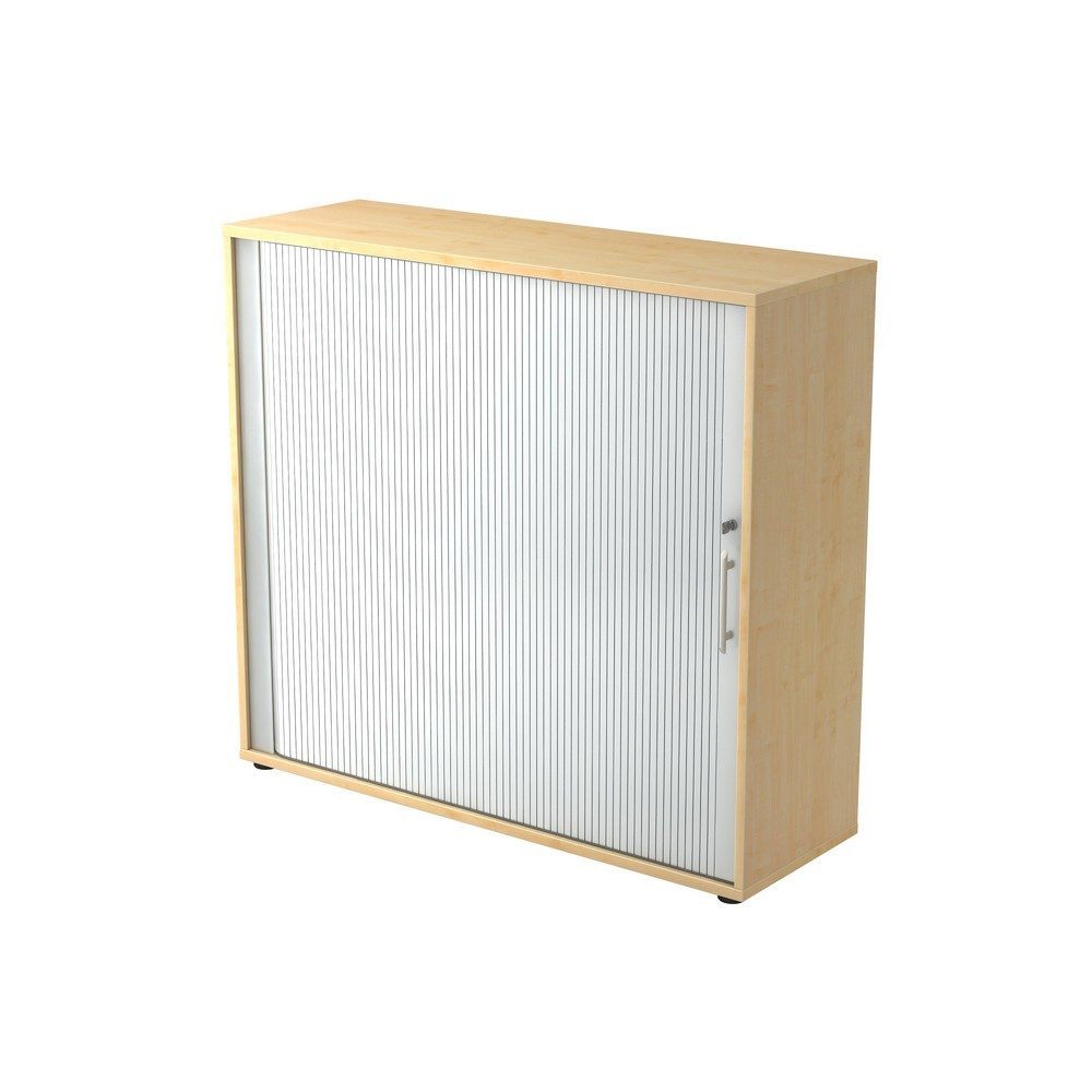 Hammerbacher Rollladenschrank Matrix Ahorn, Silber 1.200 x 400 x 1.100 mm mit Aufbau