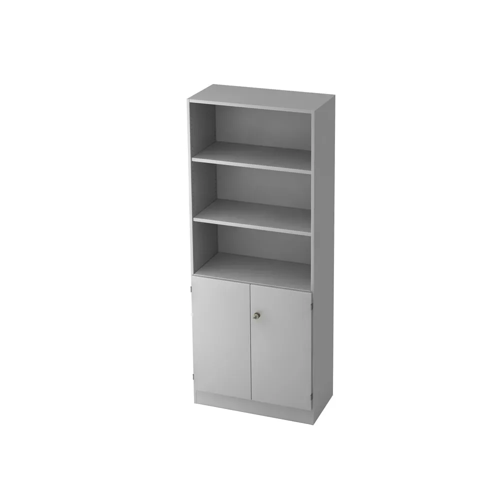 Regalschrank, B 800 x T 420 x H 2004 mm, 5 OH, 5 Böden, 2 Türen, abschliessbar, lichtgrau