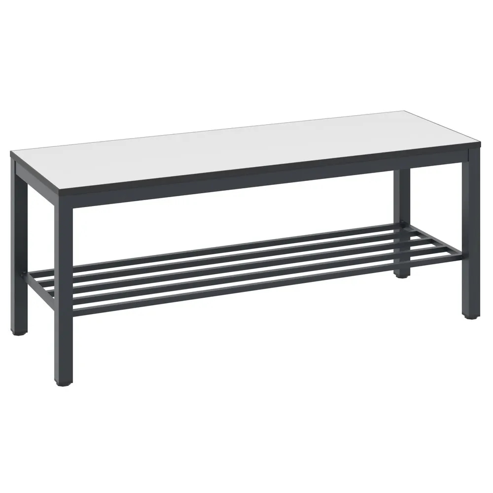 C+P Umkleidesitzbank Basic Plus, Länge 1.000 mm, inkl. Schuhrost, schwarzgrau/weiss
