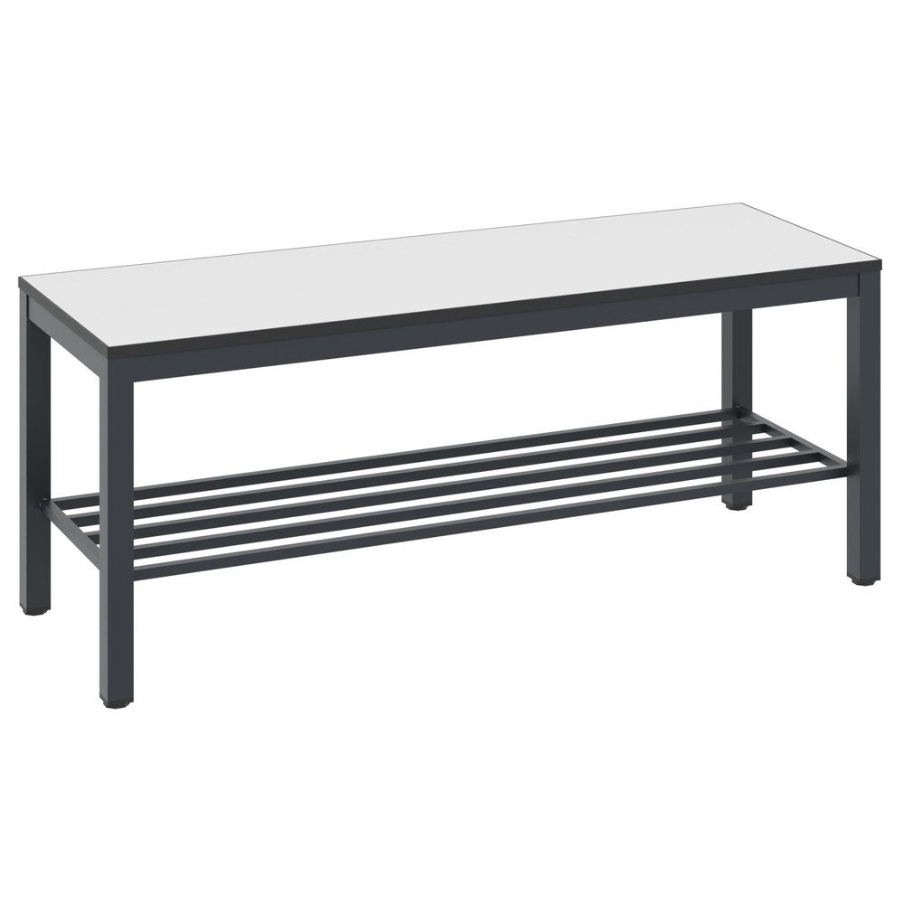 C+P Umkleidesitzbank Basic Plus, Länge 1.000 mm, inkl. Schuhrost, schwarzgrau/weiss