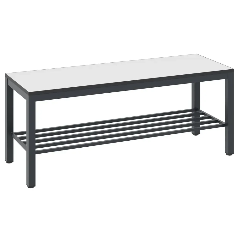 C+P Umkleidesitzbank Basic Plus, Länge 1.000 mm, inkl. Schuhrost, schwarzgrau/weiss