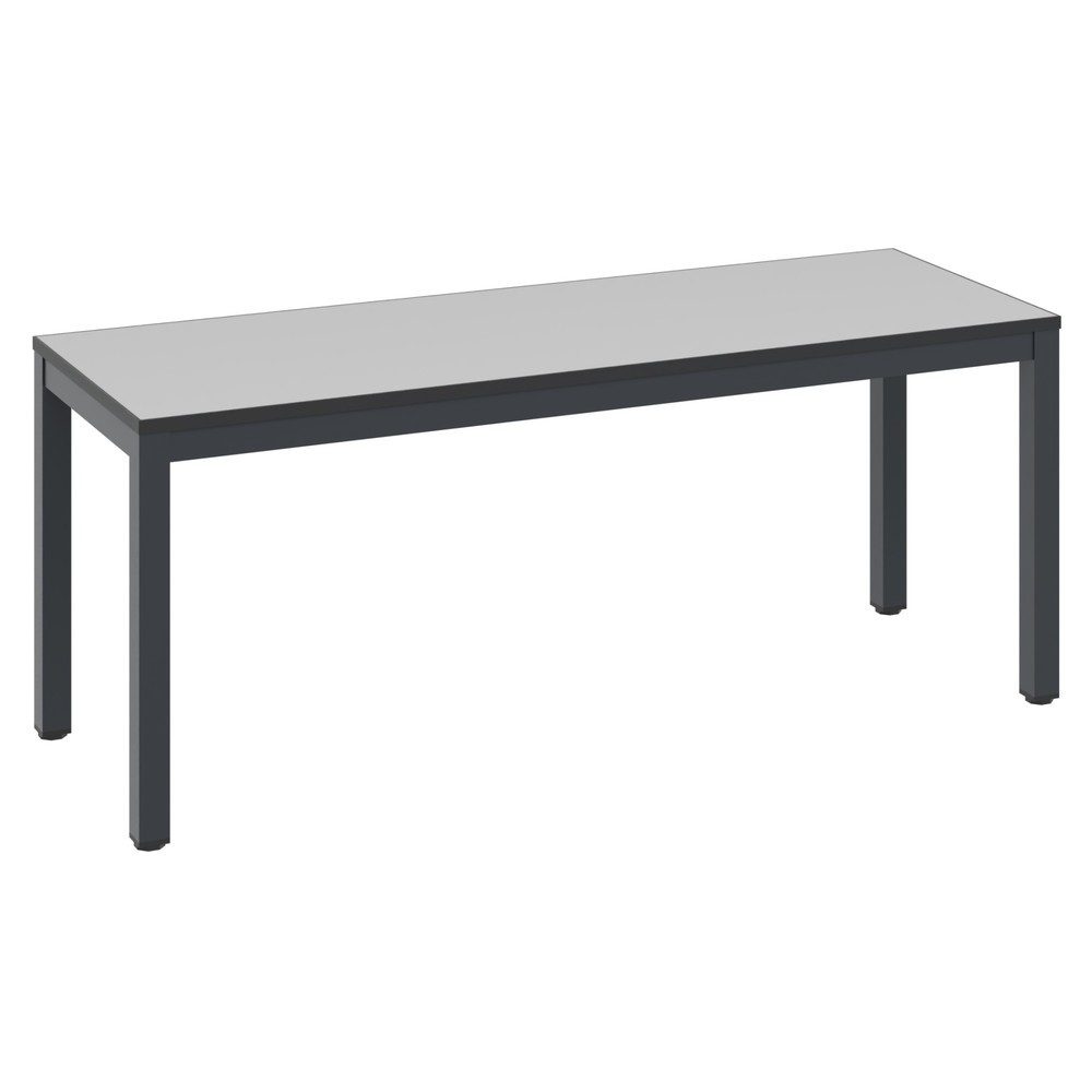Umkleidebank Basic Plus, für Feuchträume, ohne Rückenlehne, 4-Fussgestell schwarzgrau RAL 7021, ohne Schuhrost, B 1000 mm, Dekor silbergrau