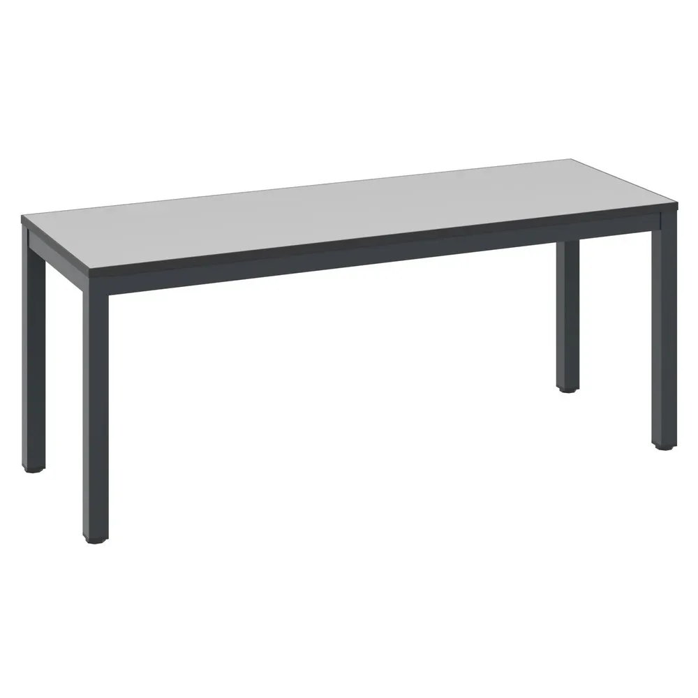 Umkleidebank Basic Plus, für Feuchträume, ohne Rückenlehne, 4-Fussgestell schwarzgrau RAL 7021, ohne Schuhrost, B 1000 mm, Dekor silbergrau
