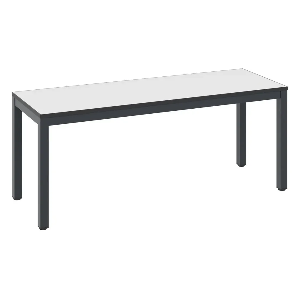 Umkleidebank Basic Plus, für Feuchträume, ohne Rückenlehne, 4-Fussgestell schwarzgrau RAL 7021, ohne Schuhrost, B 1000 mm, Dekor weiss