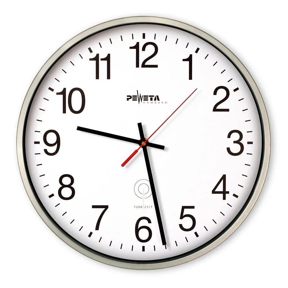 PEWETA Funk-Wanduhr DCF77 Typ 130, Ø 250 mm, mattsilber