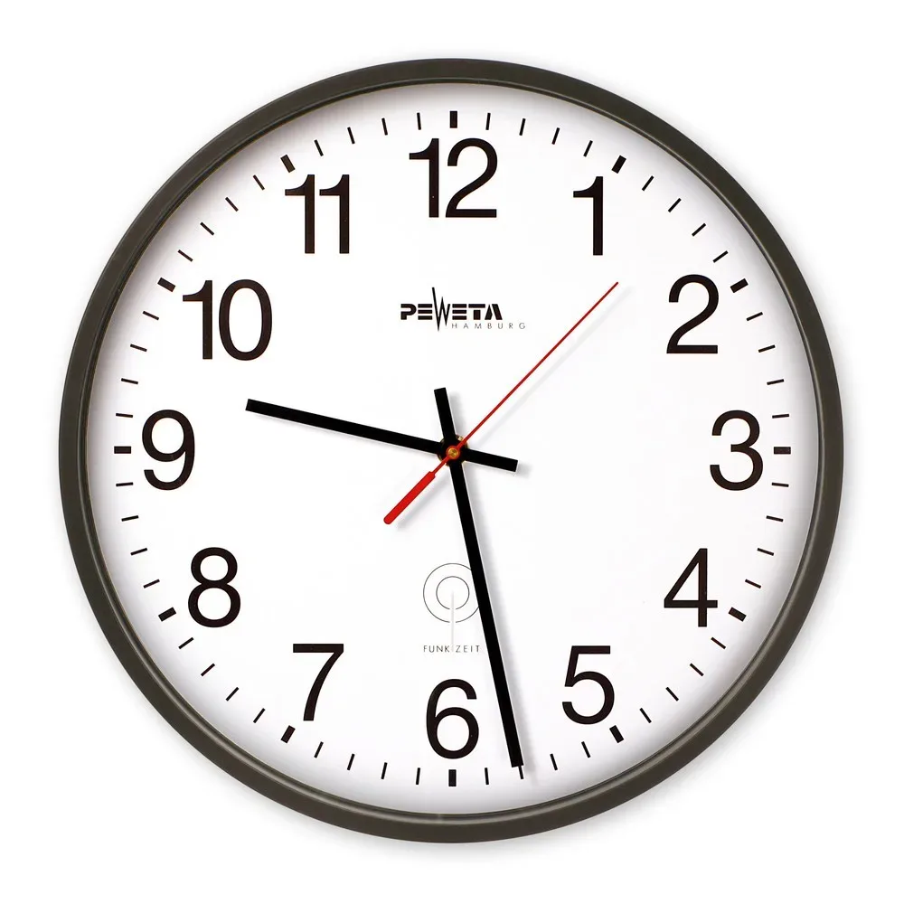 PEWETA Funk-Wanduhr DCF77 Typ 130, Ø 300 mm, schwarz