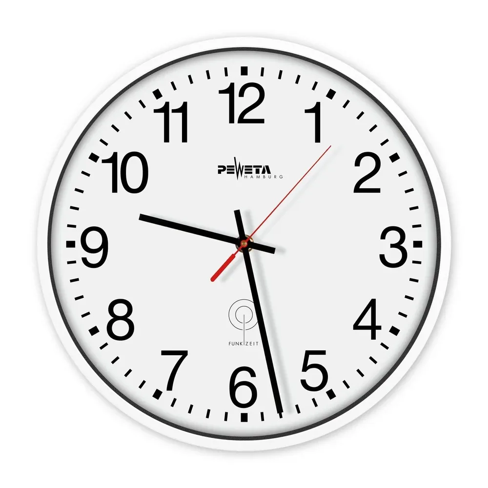PEWETA Funk-Wanduhr DCF77 Typ 130, Ø 300 mm, weiss