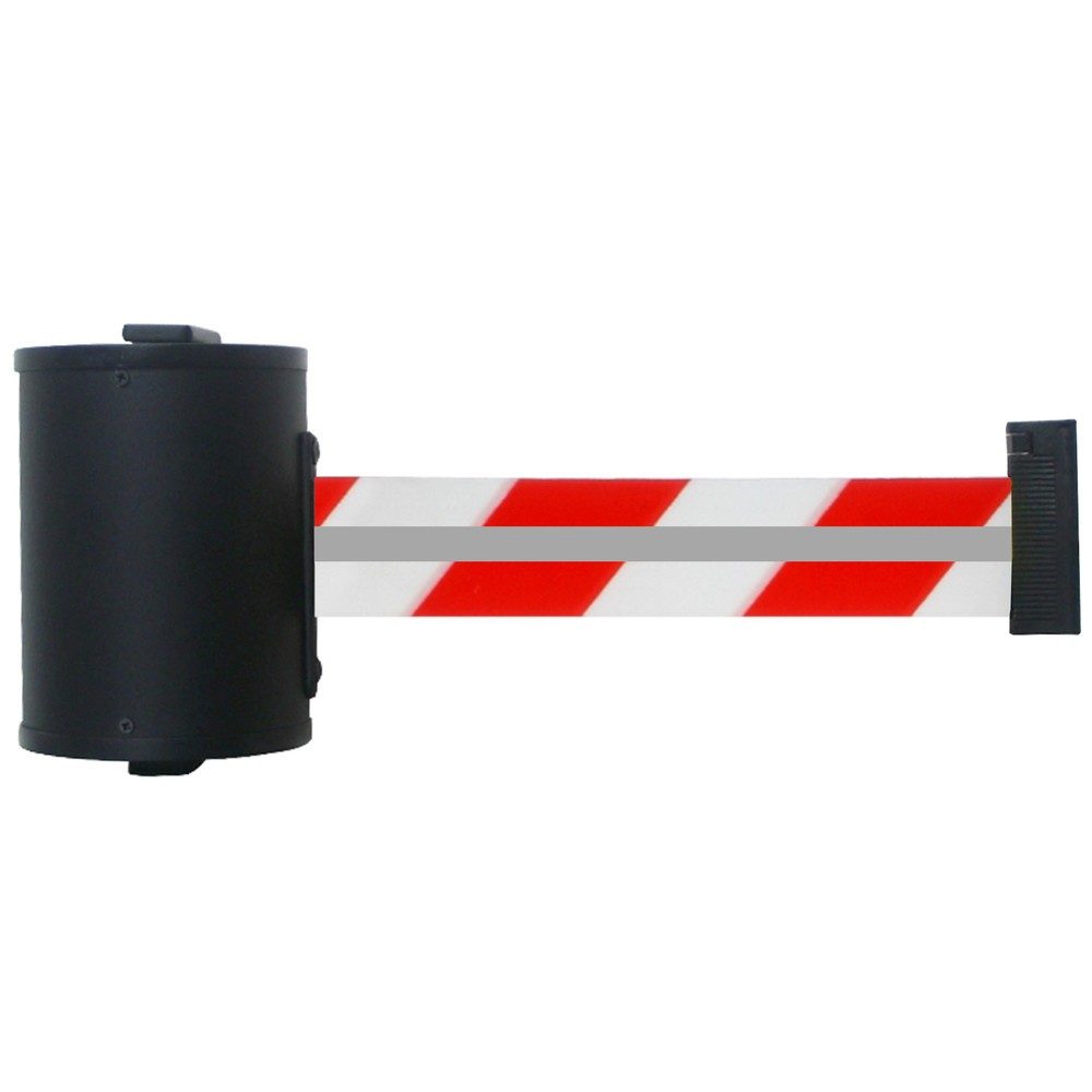 Gurtband RS-GUIDESYSTEMS GLW700, Wandmontage, inkl. Reflexionsstreifen, L 7000 mm, Gehäuse B 105 x T 113 x H 175 mm, rot/weiss