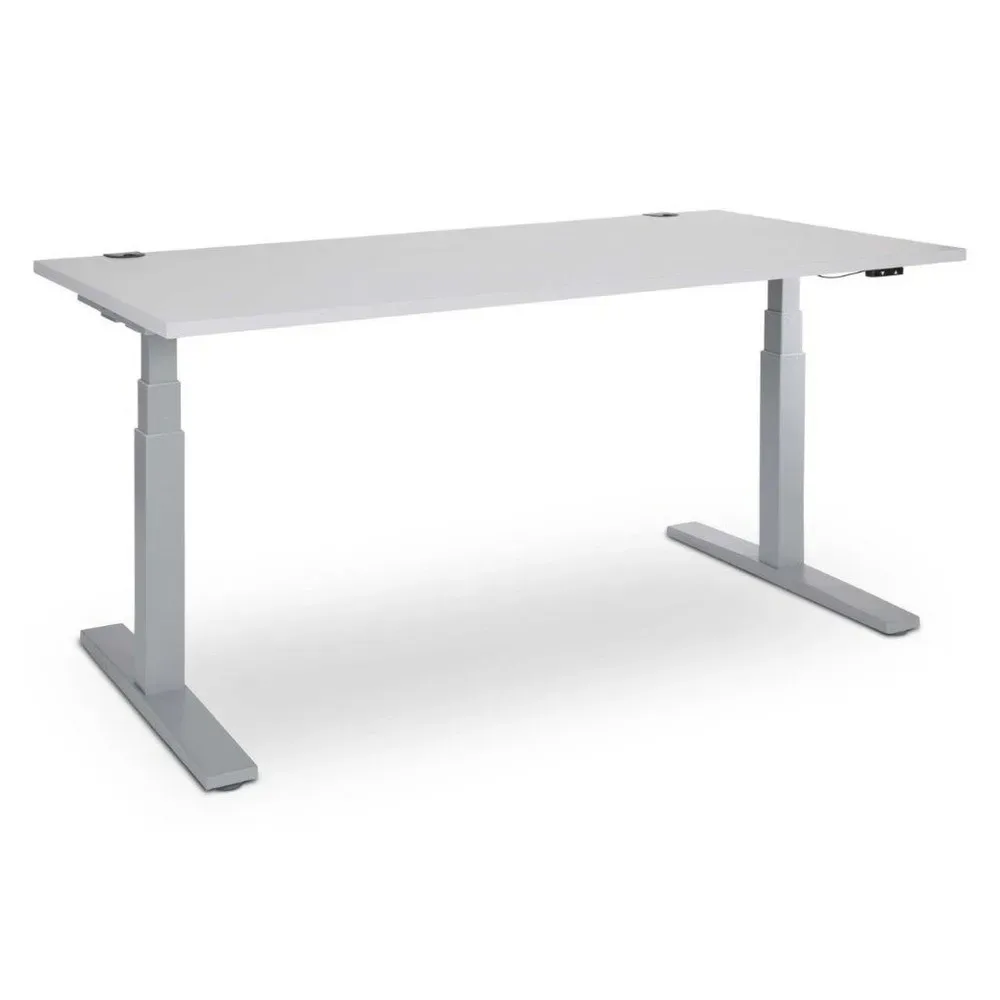 CEHA elektrisch höhenverstellbarer Schreibtisch, kratzfeste Oberfläche, HxBxT 610-1.250 x 1.600 x 800 mm, grau/weiss