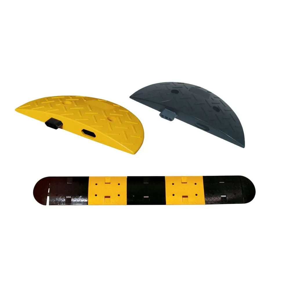 Temposchwelle aus PP, PVC-ummantelt, < 30 km/h, Abschlusselement, gelb
