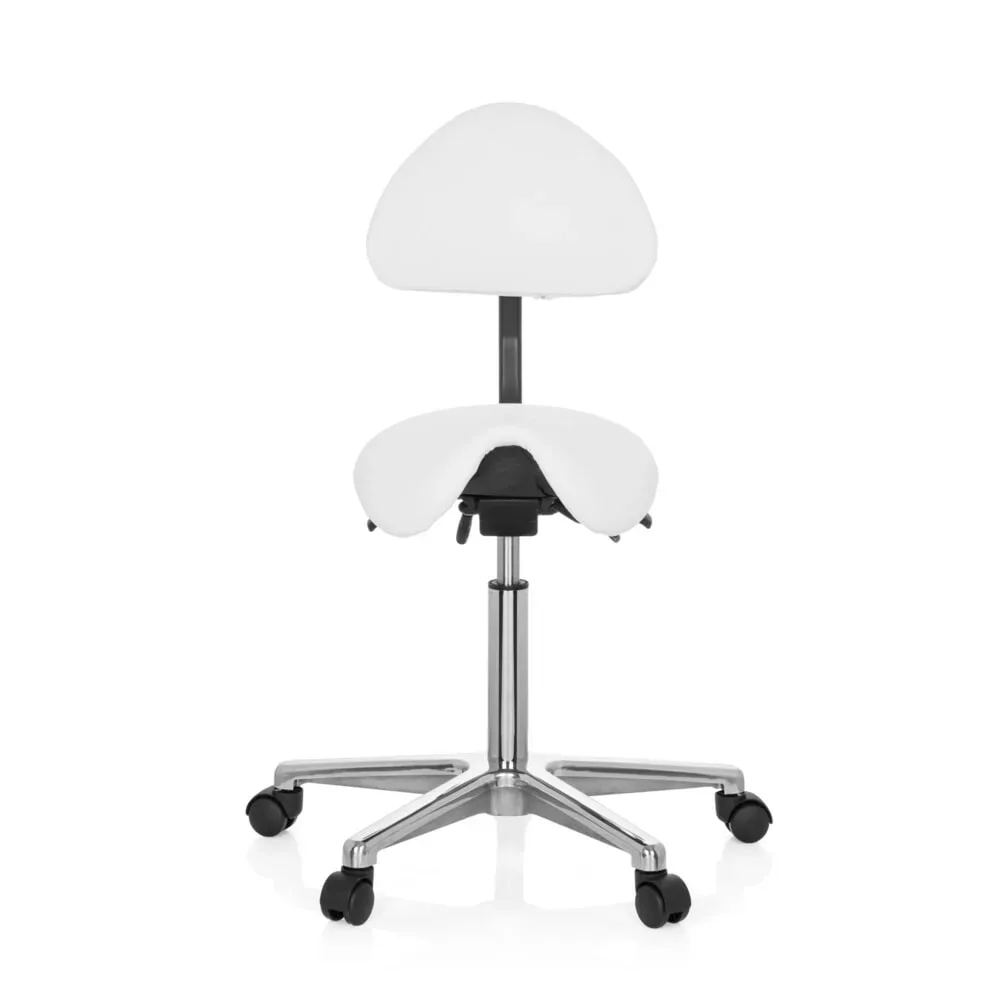 hjh OFFICE Ergonomischer Hocker / Drehhocker TOP WORK 20 Kunstleder, weiss