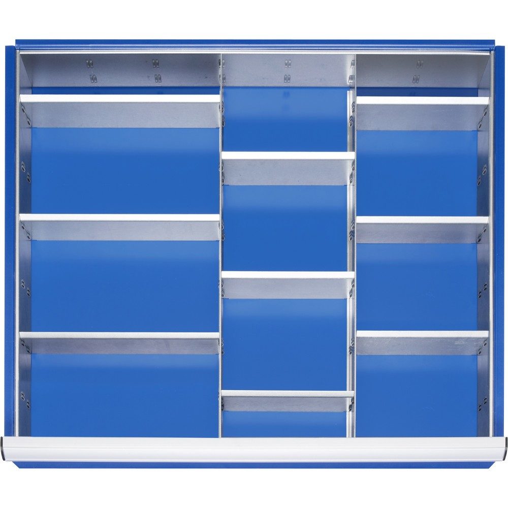 RAU Einteilungsset für Schublade, HxBxT 90 x 680 x 560 mm, mit 4-tlg. Rasterleisten-Set und 2 Trennwände, Grösse XL für Fronthöhe 120-150 mm