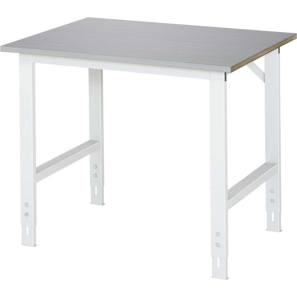 RAU höhenverstellbarer Werktisch Serie TOM, HxBxT 760-1.080 x 1.000 x 800 mm, Arbeitsplatte Edelstahlblech-Belag