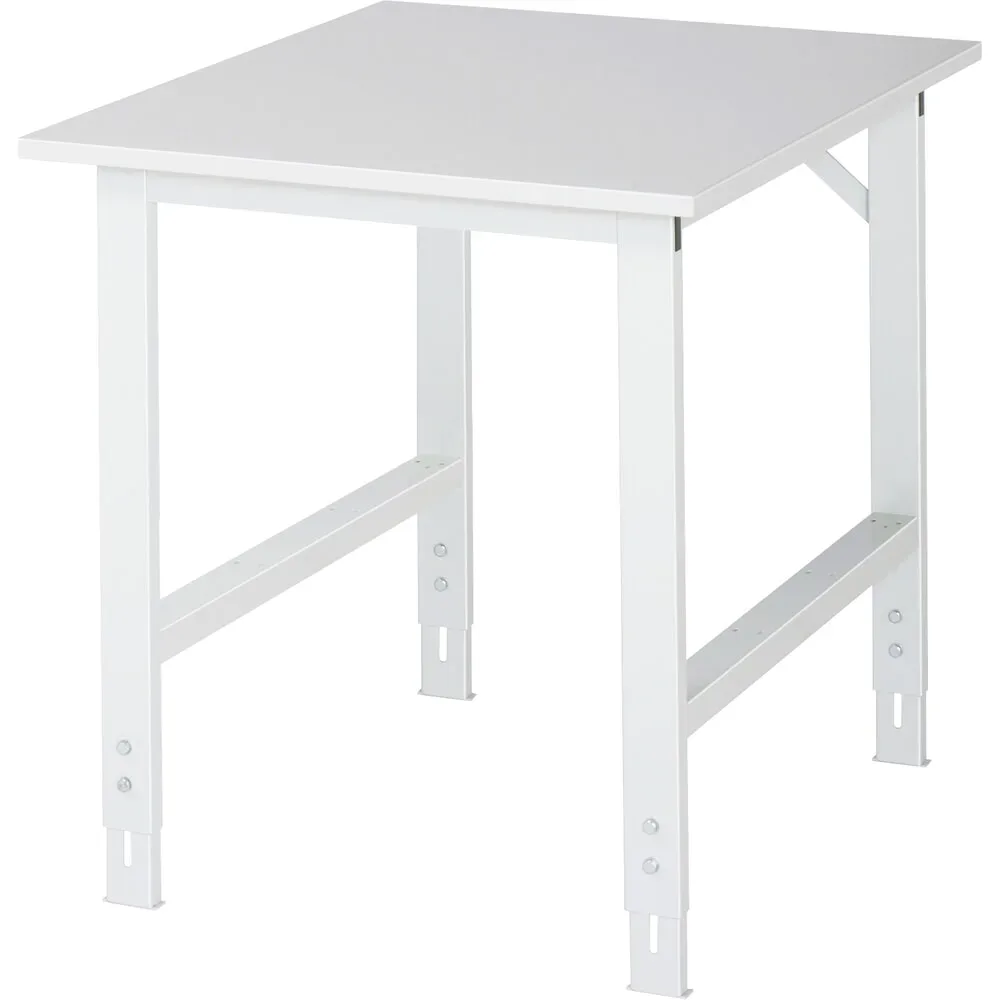 Rau ESD-Arbeitstisch Tom, manuell höhenverstellbar, 28 mm Spanplatte mit Melaminbelag, bis 500 kg, B 750 x T 1000 x H 760-1080 mm, lichtgrau